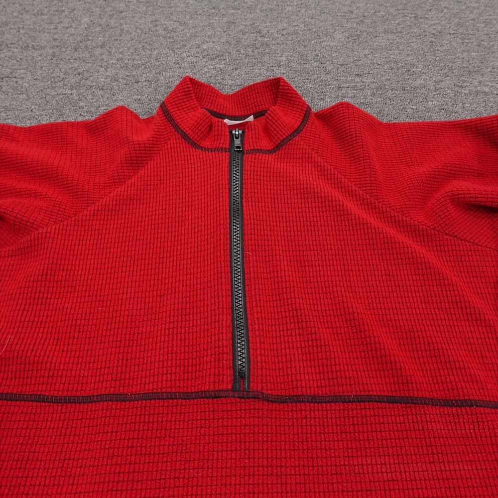 Melanzana Pullover Womens Medium Red Grid Fleece 1/4 Zip Mock Neck Thermal Top - Picture 3 of 7